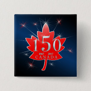 Bóton Quadrado 5.08cm Canadá folha de bordo de uma celebração de 150