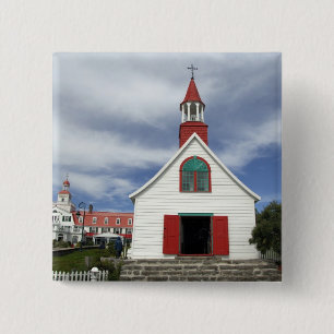 Bóton Quadrado 5.08cm Canadá, Quebec, Tadoussac. Petite Chapelle,