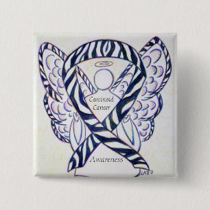 Bóton Quadrado 5.08cm Cancer Carcinoide Atenção Fita Angel Pin