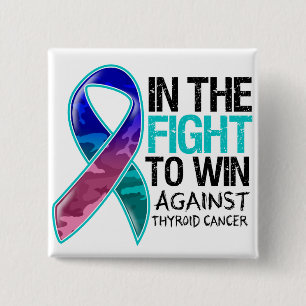 Bóton Quadrado 5.08cm Cancer de tiróide - luta a ganhar