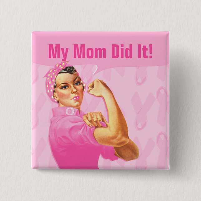 Bóton Quadrado 5.08cm Cancer do costume do rebitador de Rosie (Frente)