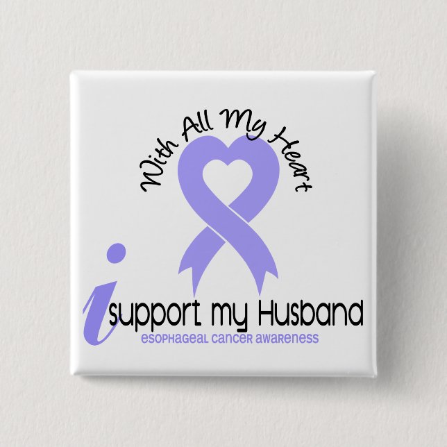 Bóton Quadrado 5.08cm Cancer esofágico eu apoio meu marido (Frente)