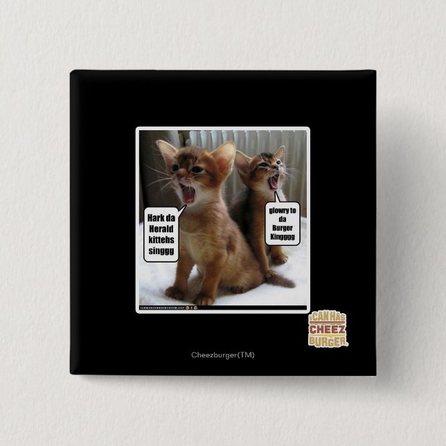 Bóton Quadrado 5.08cm Canções de natal de Kitteh (Frente)