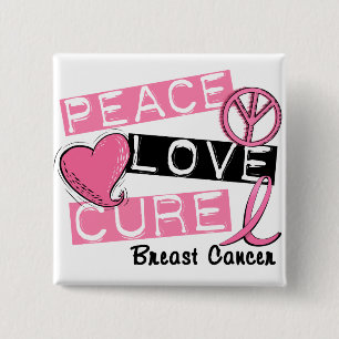 BÓTON QUADRADO 5.08CM CANCRO DA MAMA DA CURA DO AMOR DA PAZ