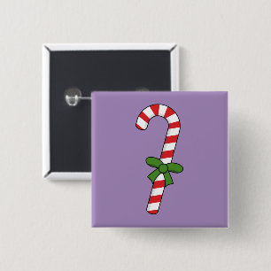 Bóton Quadrado 5.08cm Candy Cane com Faixa Verde