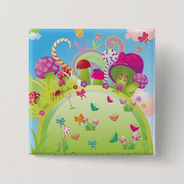 Bóton Quadrado 5.08cm Candyland Magic (Frente)