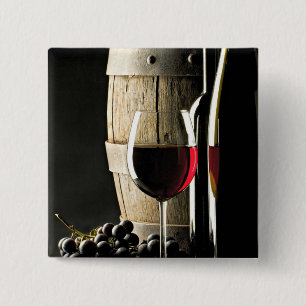 Bóton Quadrado 5.08cm Cano de vinho, Uvas e Vidro