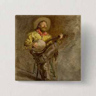 Bóton Quadrado 5.08cm Cantando Cowboy Espanhol com música cauboi tocando