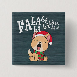 Bóton Quadrado 5.08cm Canto De Natal Fa La La La La La La La | Botão Pin