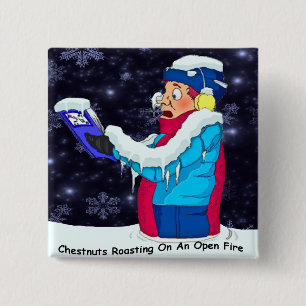 Bóton Quadrado 5.08cm Cantor de Natal Frio