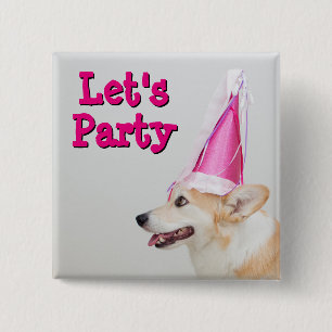 Bóton Quadrado 5.08cm Cão do Corgi de Galês do Pembroke do aniversári