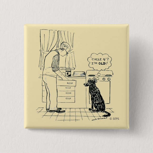 Bóton Quadrado 5.08cm Cão que obtem mais velho (Frente)