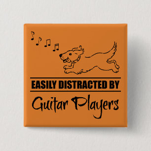 Bóton Quadrado 5.08cm Cão Running confundido facilmente por guitarrista