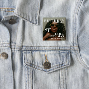 Bóton Quadrado 5.08cm Capa de Revista de Aniversário de Foto Personaliza