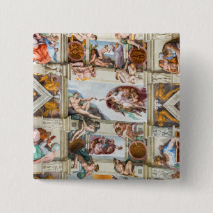 Bóton Quadrado 5.08cm Capela Sistina Michelangelo - Vaticano, Roma, Itá