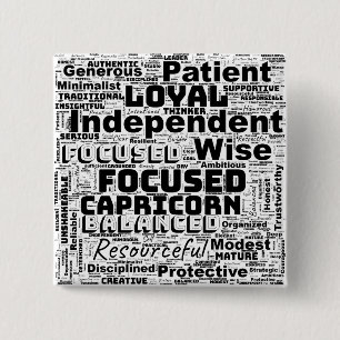 Bóton Quadrado 5.08cm Capricorn Zodiac Word Cloud Inspiration