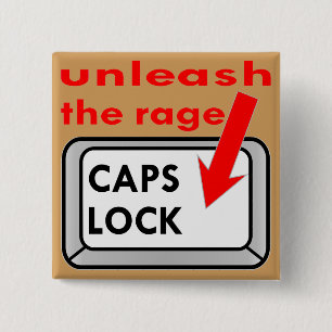 Bóton Quadrado 5.08cm Caps Lock Unleash The Rage