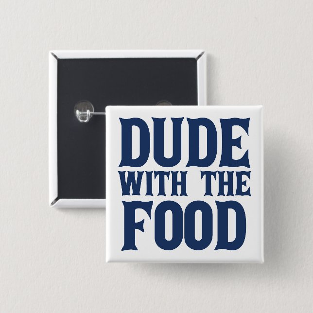 Bóton Quadrado 5.08cm Cara Com A Comida Azul (Frente & Verso)