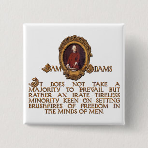 Bóton Quadrado 5.08cm Cara de Samuel Adams, irado e incansável