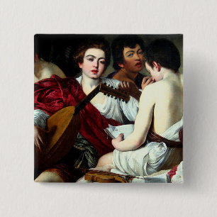Bóton Quadrado 5.08cm Caravaggio o botão dos músicos