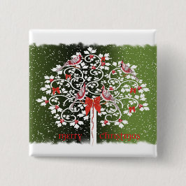 Bóton Quadrado 5.08cm Cardeais do Natal