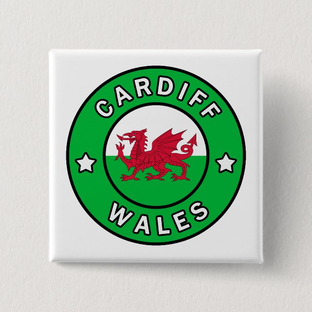 Bóton Quadrado 5.08cm Cardiff Wales (Frente)