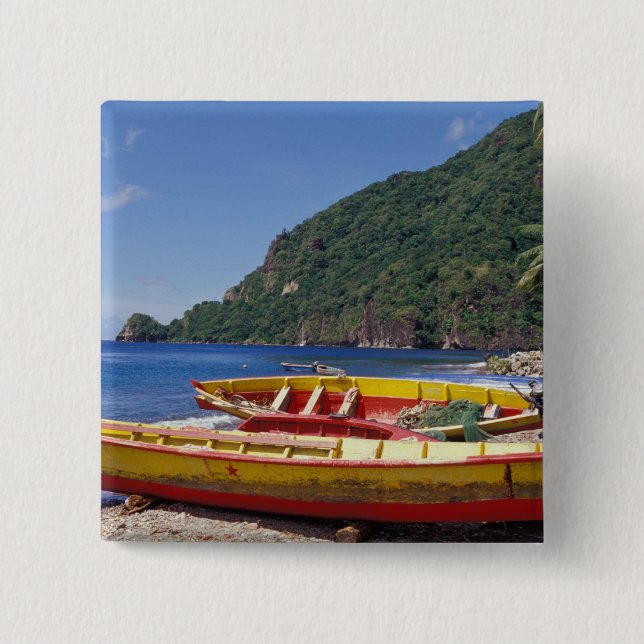 Bóton Quadrado 5.08cm Caribe, BWI, Rua, Lúcia, Marinheiros, Soufriere. (Frente)