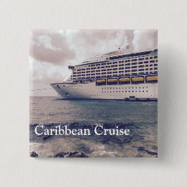 Bóton Quadrado 5.08cm Caribe Cruise - Botão Quadrado de 2 Polegadas