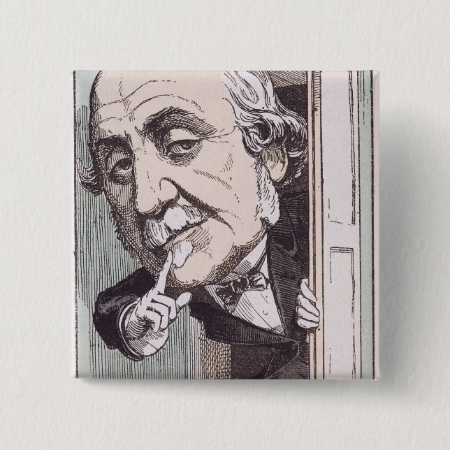 Bóton Quadrado 5.08cm Caricatura de Albert, Duc de Broglie (Frente)