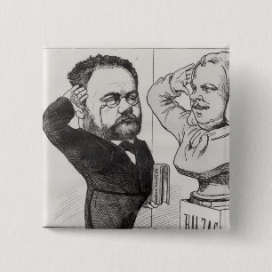 Bóton Quadrado 5.08cm Caricatura de Emile Zola
