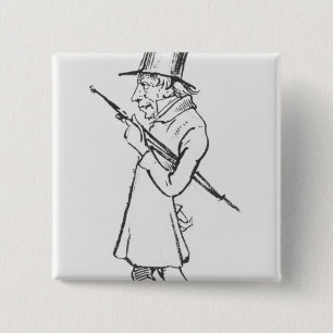 Bóton Quadrado 5.08cm Caricatura de Soren Aabye Kierkegaard