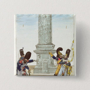 Bóton Quadrado 5.08cm caricatura dos soldados no Colonne Vendome