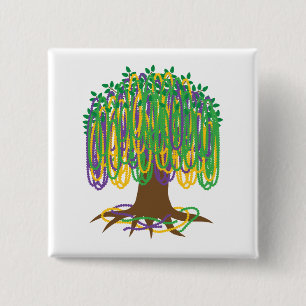 Bóton Quadrado 5.08cm Carnaval de Carnaval de Árvore Bead-Tree do Mardi