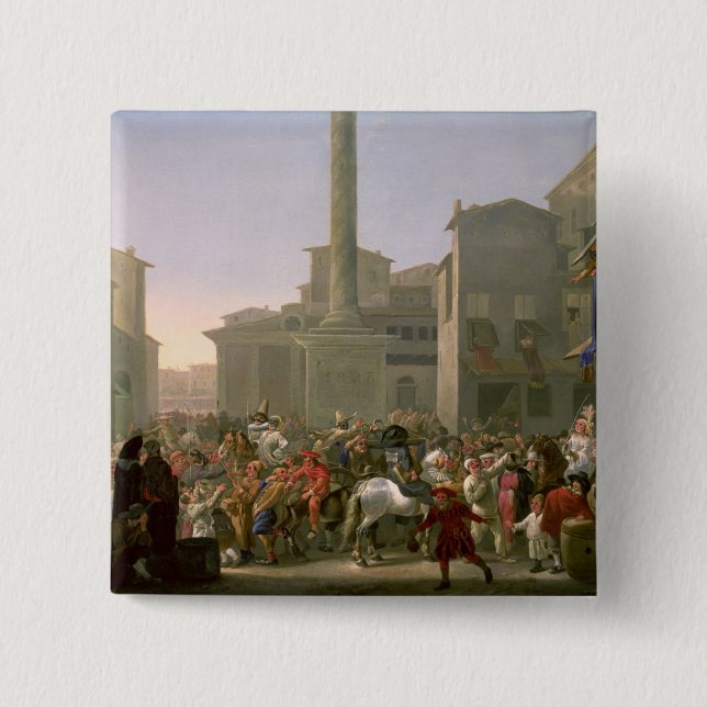 Bóton Quadrado 5.08cm Carnaval em Roma, c.1650-51 (Frente)