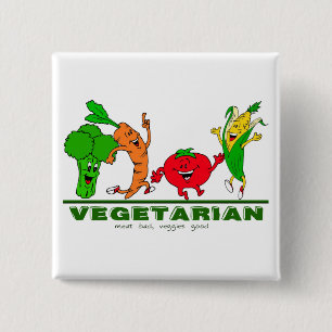 Bóton Quadrado 5.08cm carne ruim, vegetais boa vegetariana