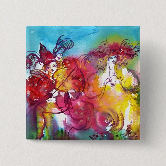 Bóton Quadrado 5.08cm CARNIVAL NIGHT / Mascarada veneziana,Dance Music (Frente)