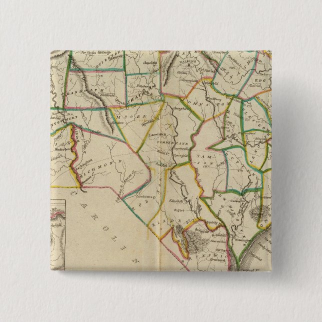 Bóton Quadrado 5.08cm Carolina do Norte 5 (Frente)