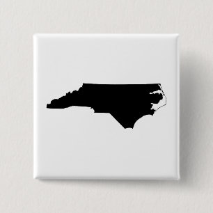 Bóton Quadrado 5.08cm Carolina do Norte em Preto e Branco
