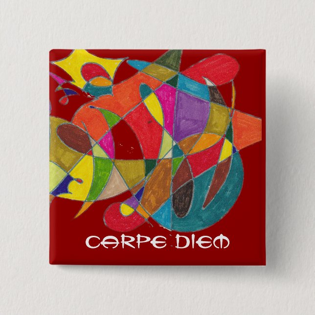 Bóton Quadrado 5.08cm Carpe Diem (Frente)