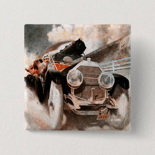 Bóton Quadrado 5.08cm Carro contra o trem por William Harnden adoptivo