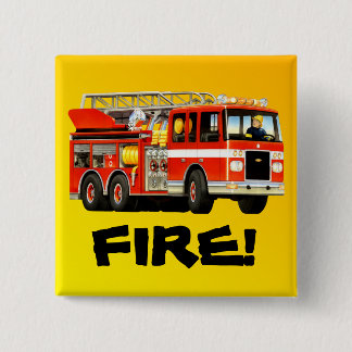 Bóton Quadrado 5.08cm Carro de bombeiros