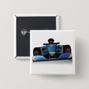 Bóton Quadrado 5.08cm Carro de Corrida Azul