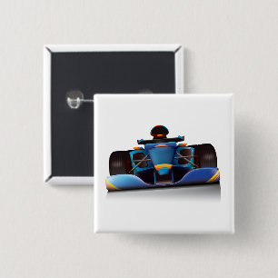 Bóton Quadrado 5.08cm Carro de Corrida Vermelha