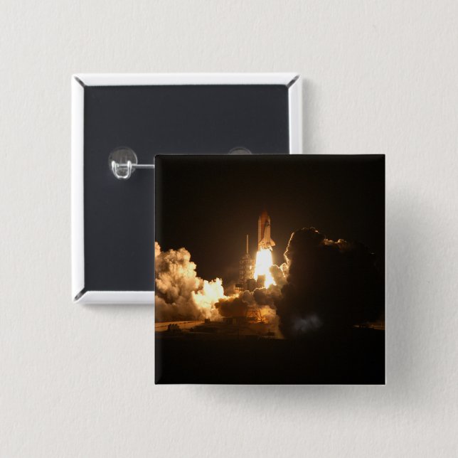 Bóton Quadrado 5.08cm Carro espacial Terra nave espacial Noite Canva (Frente & Verso)