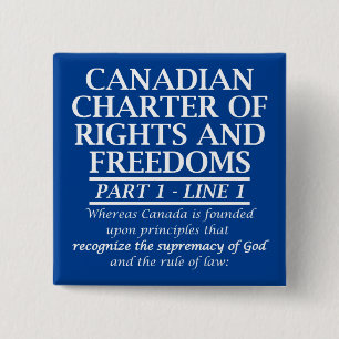 Bóton Quadrado 5.08cm Carta Canadense Cristã Liberdade Religião Canadá