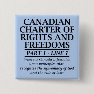 Bóton Quadrado 5.08cm Carta Canadense de Liberdade Religiosa Cristã