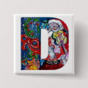 BÓTON QUADRADO 5.08CM CARTA DO NATAL D / PAPAIS NOEIS COM MONOGRAMA DE V
