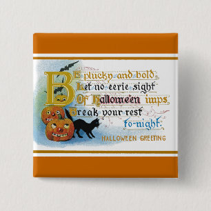 Bóton Quadrado 5.08cm Cartão de Boas Festas de Halloween Vintage