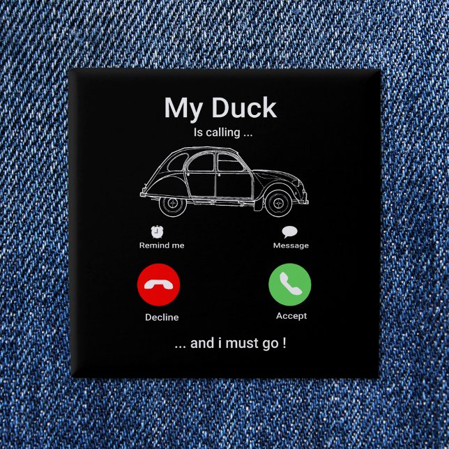 Bóton Quadrado 5.08cm Cartão-postal 2CV Deux Chevaux Funny Smartphone (2CV Button in Black with a Red Green and White Smartphone Illustration)