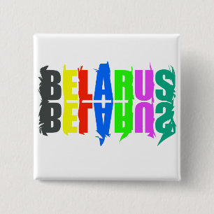 Bóton Quadrado 5.08cm Cartas felizes Coloridas da Bielorrússia